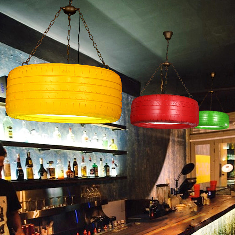 Industriële Hanglamp Autoband Rubber met Ketting voor Bar | Creatieve Verlichting Groen Geel Roze Rood Blauw