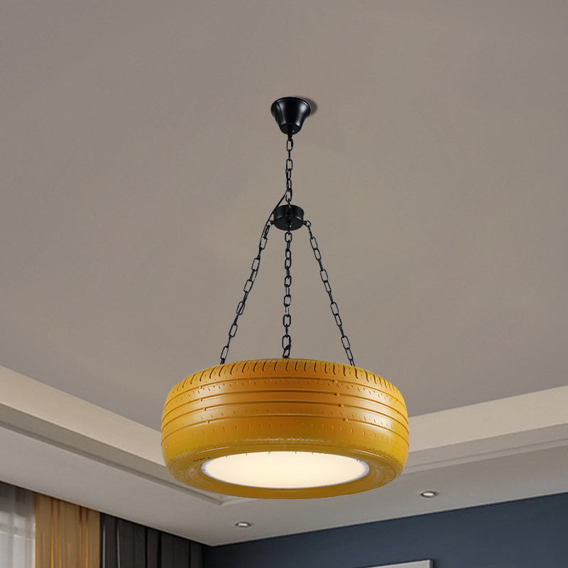 Industriële Hanglamp Autoband Rubber met Ketting voor Bar | Creatieve Verlichting Groen Geel Roze Rood Blauw