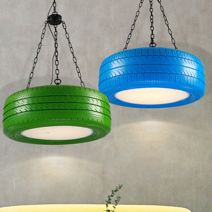 Industriële Hanglamp Autoband Rubber met Ketting voor Bar | Creatieve Verlichting Groen Geel Roze Rood Blauw