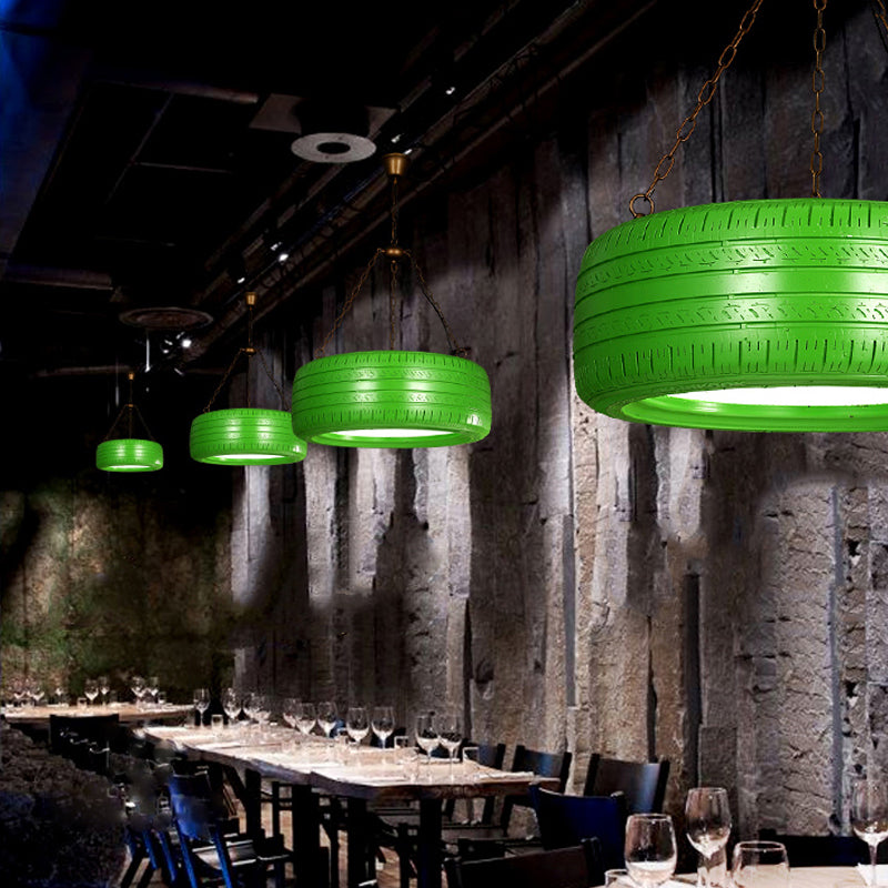 Industriële Hanglamp Autoband Rubber met Ketting voor Bar | Creatieve Verlichting Groen Geel Roze Rood Blauw