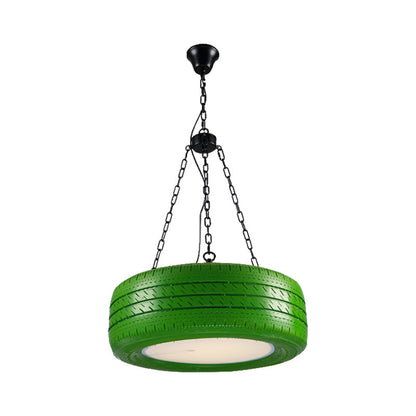 Industriële Hanglamp Autoband Rubber met Ketting voor Bar | Creatieve Verlichting Groen Geel Roze Rood Blauw