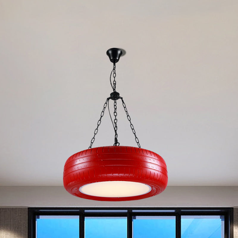 Industriële Hanglamp Autoband Rubber met Ketting voor Bar | Creatieve Verlichting Groen Geel Roze Rood Blauw