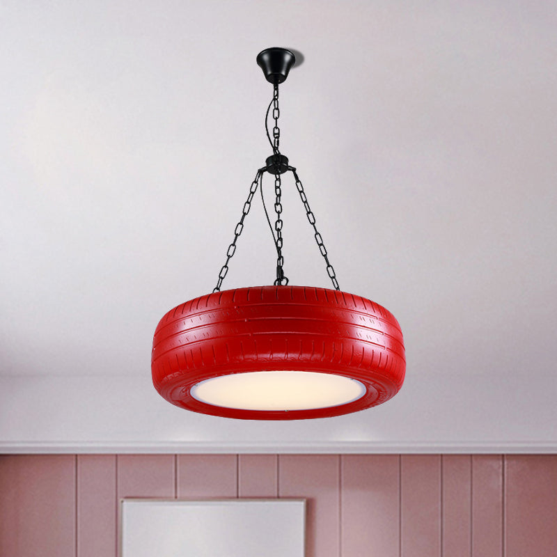Industriële Hanglamp Autoband Rubber met Ketting voor Bar | Creatieve Verlichting Groen Geel Roze Rood Blauw