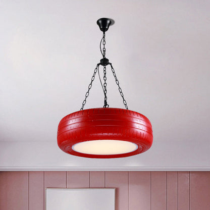 Industriële Hanglamp Autoband Rubber met Ketting voor Bar | Creatieve Verlichting Groen Geel Roze Rood Blauw