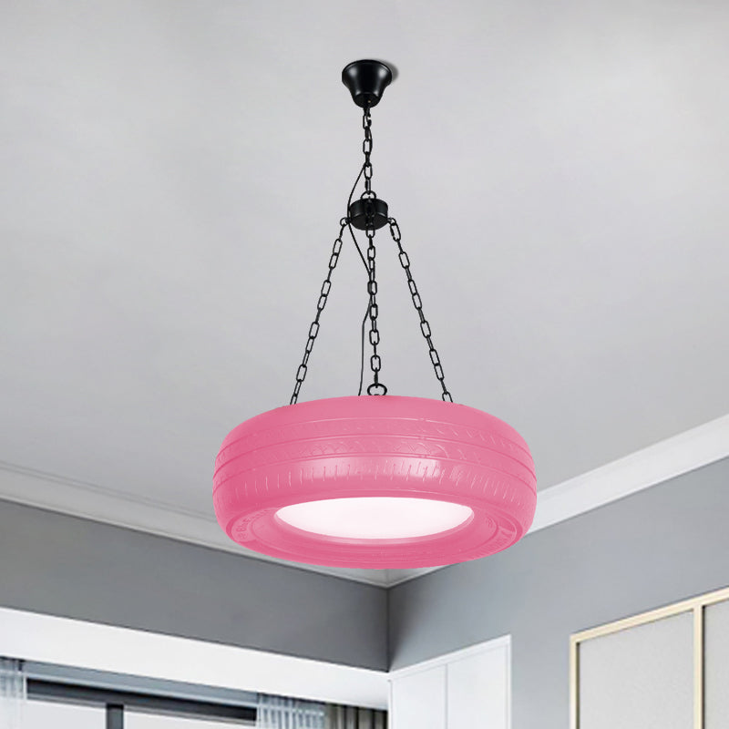 Industriële Hanglamp Autoband Rubber met Ketting voor Bar | Creatieve Verlichting Groen Geel Roze Rood Blauw