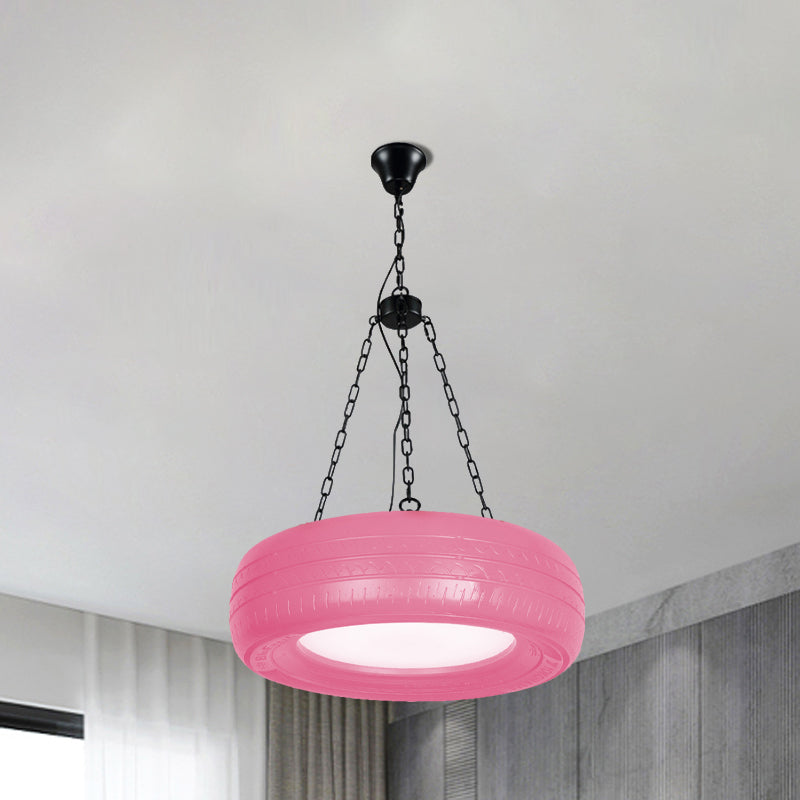 Industriële Hanglamp Autoband Rubber met Ketting voor Bar | Creatieve Verlichting Groen Geel Roze Rood Blauw
