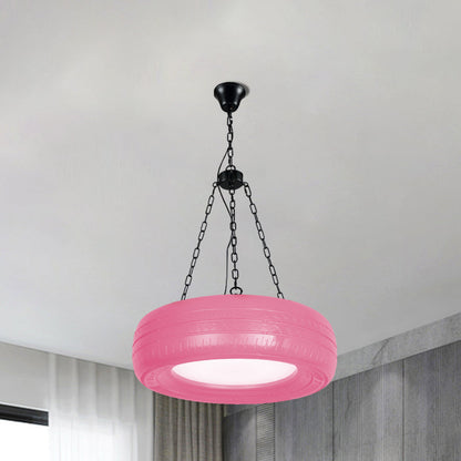 Industriële Hanglamp Autoband Rubber met Ketting voor Bar | Creatieve Verlichting Groen Geel Roze Rood Blauw
