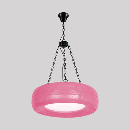 Industriële Hanglamp Autoband Rubber met Ketting voor Bar | Creatieve Verlichting Groen Geel Roze Rood Blauw