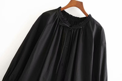 Dames Blouse Oversized met Strikkoord Elegante Stijl