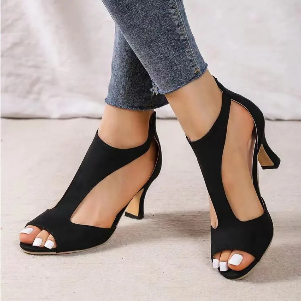 Dames Pumps Met Open Teen en Hak Chique