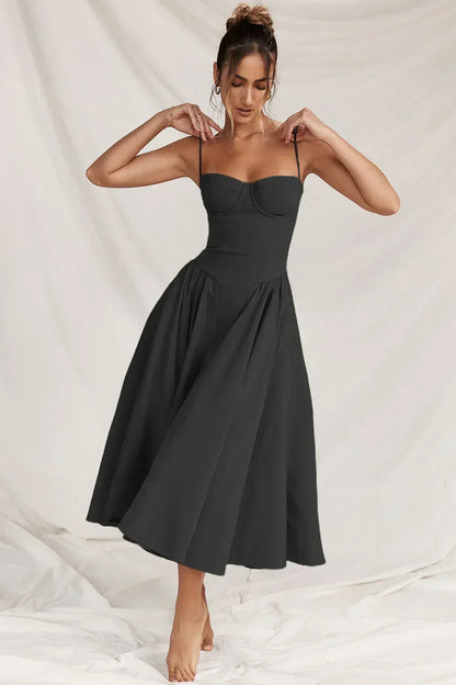 Midi Jurk Zonder Mouwen met Corsage Snit