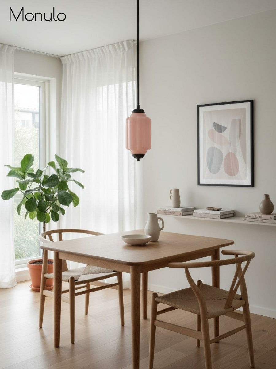 Vintage Glazen Hanglamp met Nostalgische Uitstraling – Verfijnde Verlichting voor Eetkamer en Keuken