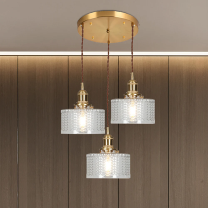 Quilivon Hanglamp Glas Messing Groen E27 Keuken Eettafel Retro Verlichting Geribbeld Glas Design
