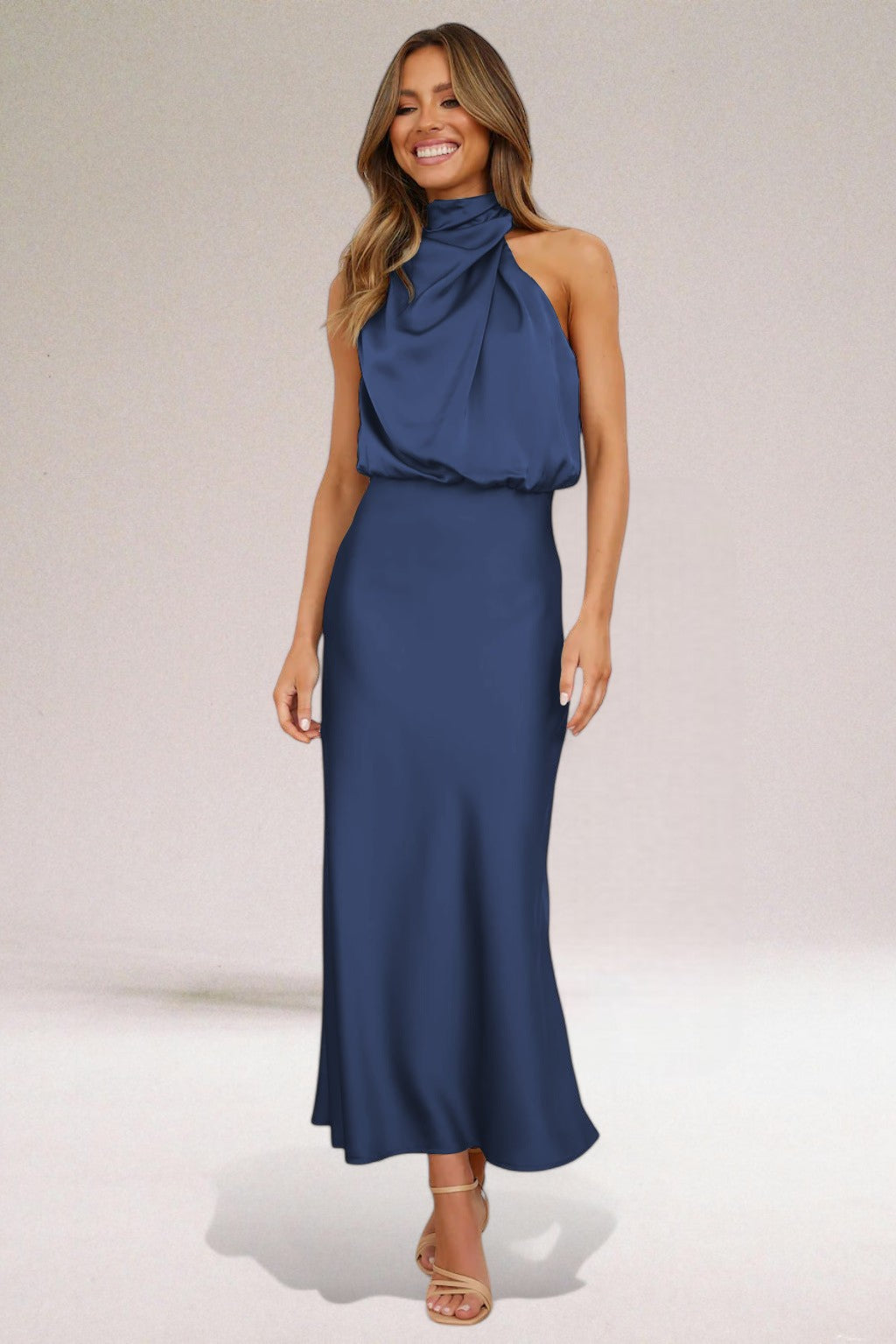 Satijnen Halter Jurk voor Dames Glamour Rood Avondjurk