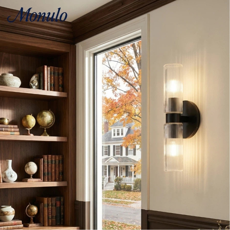 Wandlamp met dubbele geribbelde glazen buizen – hedendaagse wandverlichting voor hal en entree