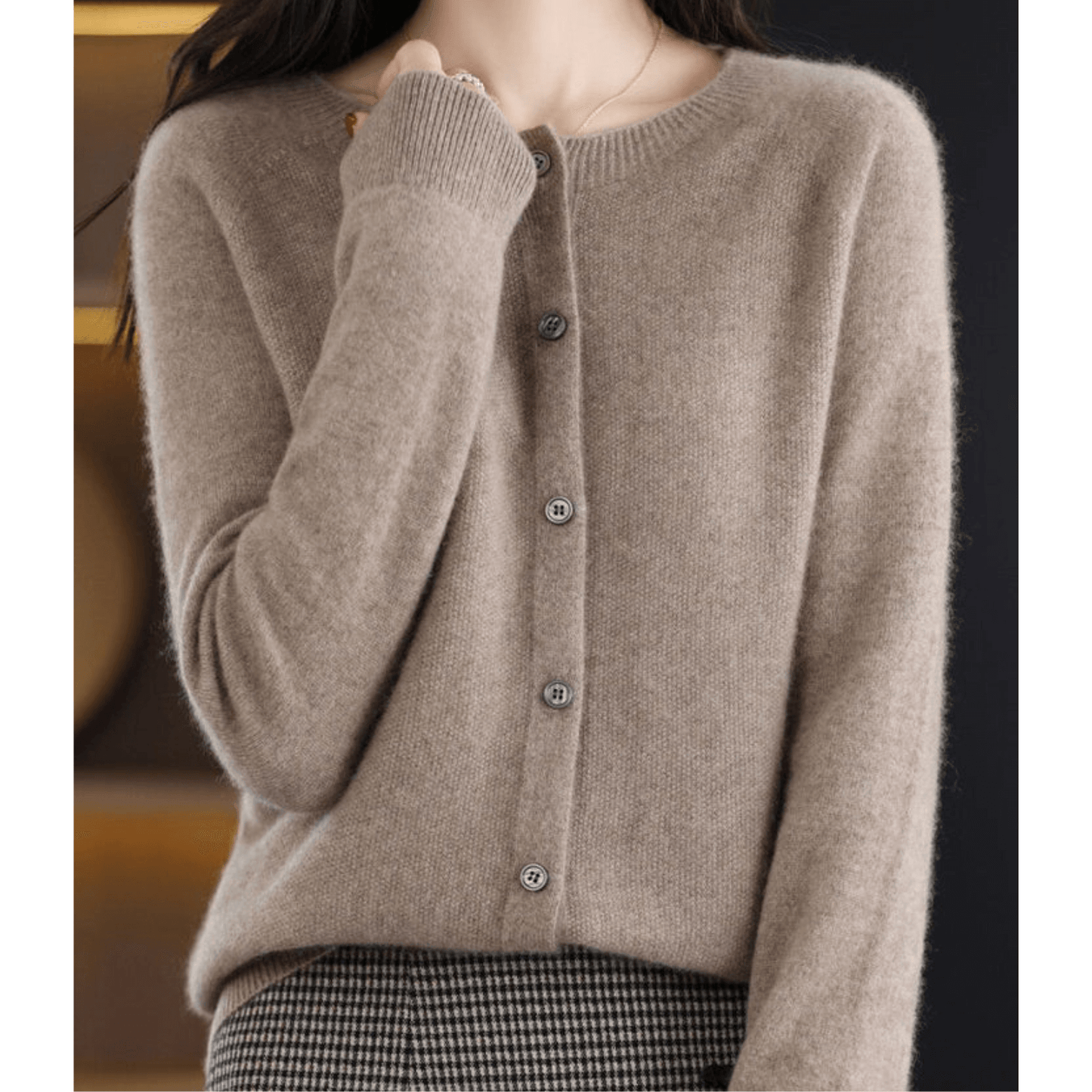 Dames Vest Fijngebreid Ronde Hals Wollook Warm