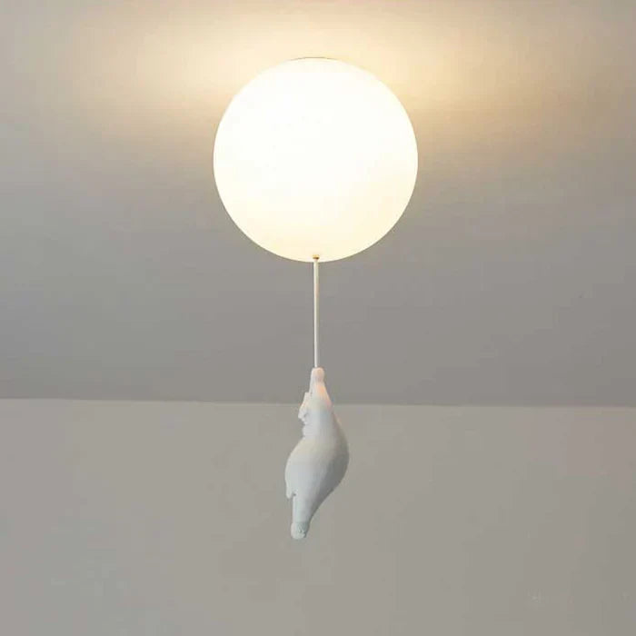 Kinderkamer hanglamp met beer en ballon, speelse plafondlamp met warm led licht voor slaapkamer en woonkamer