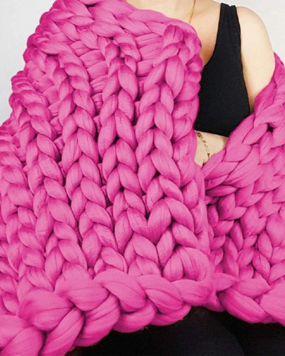 Handgebreid Chunky Plaid – Dik Gebreide Deken in Zachte Chenille voor Bank en Bed