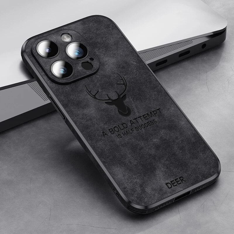 Luxe Wildleren iPhone Hoes Zwart Bruin Donkergroen Lichtblauw Beschermhoes met Shockabsorptie Camerabescherming