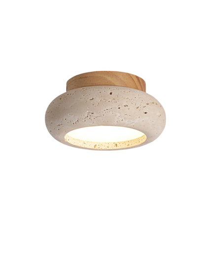 Plafondlamp acryl natuurtinten walnoot beige woonkamer slaapkamer gang warm licht diffuus elegant Scandinavisch design modern minimalisme interieur verlichting