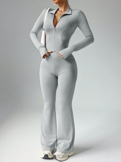 Dames Sportoutfit: Comfortabele 2-Delige Set met Rits Top en Jogbroek