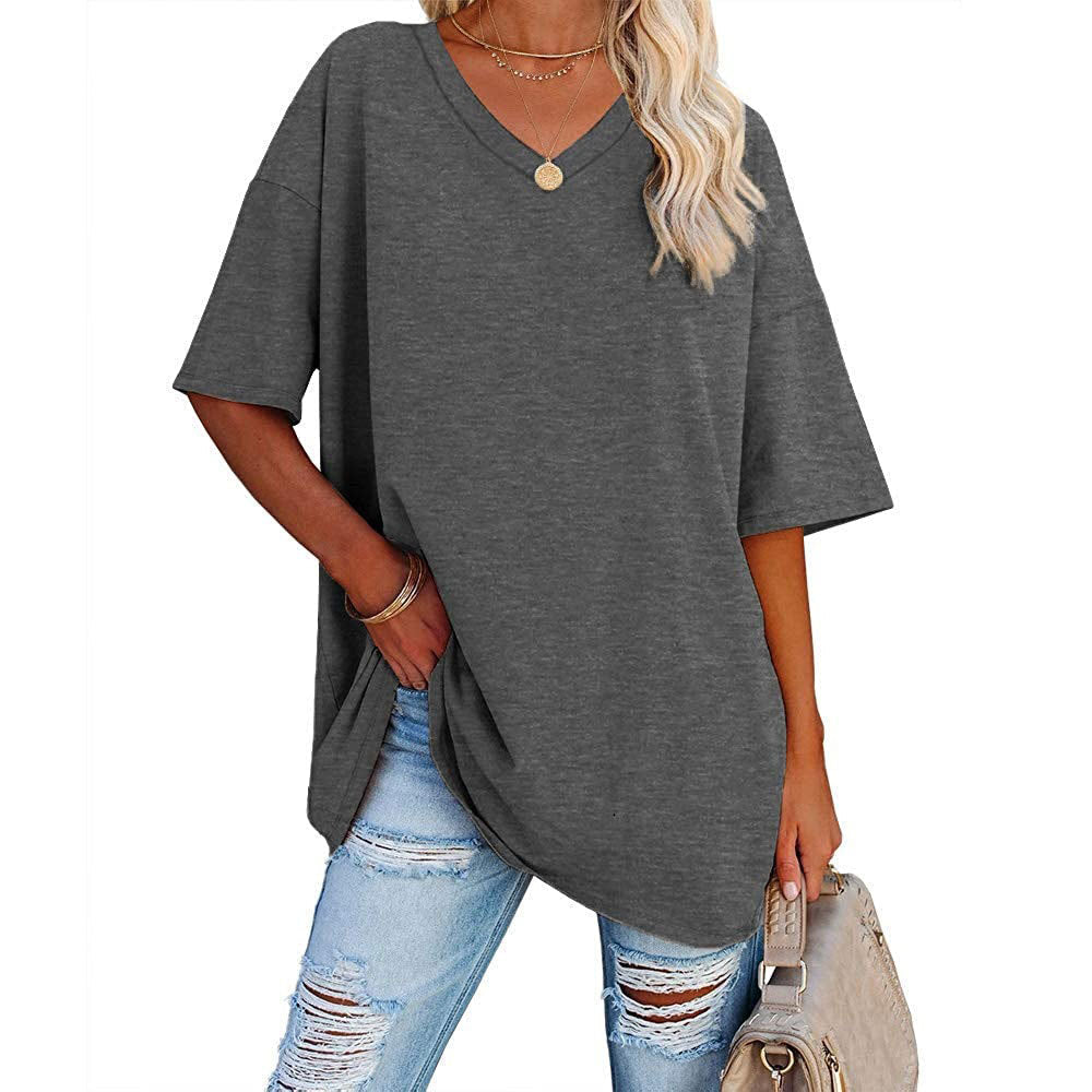 Dames T-shirt V-hals Losse Fit Basis Top Casual