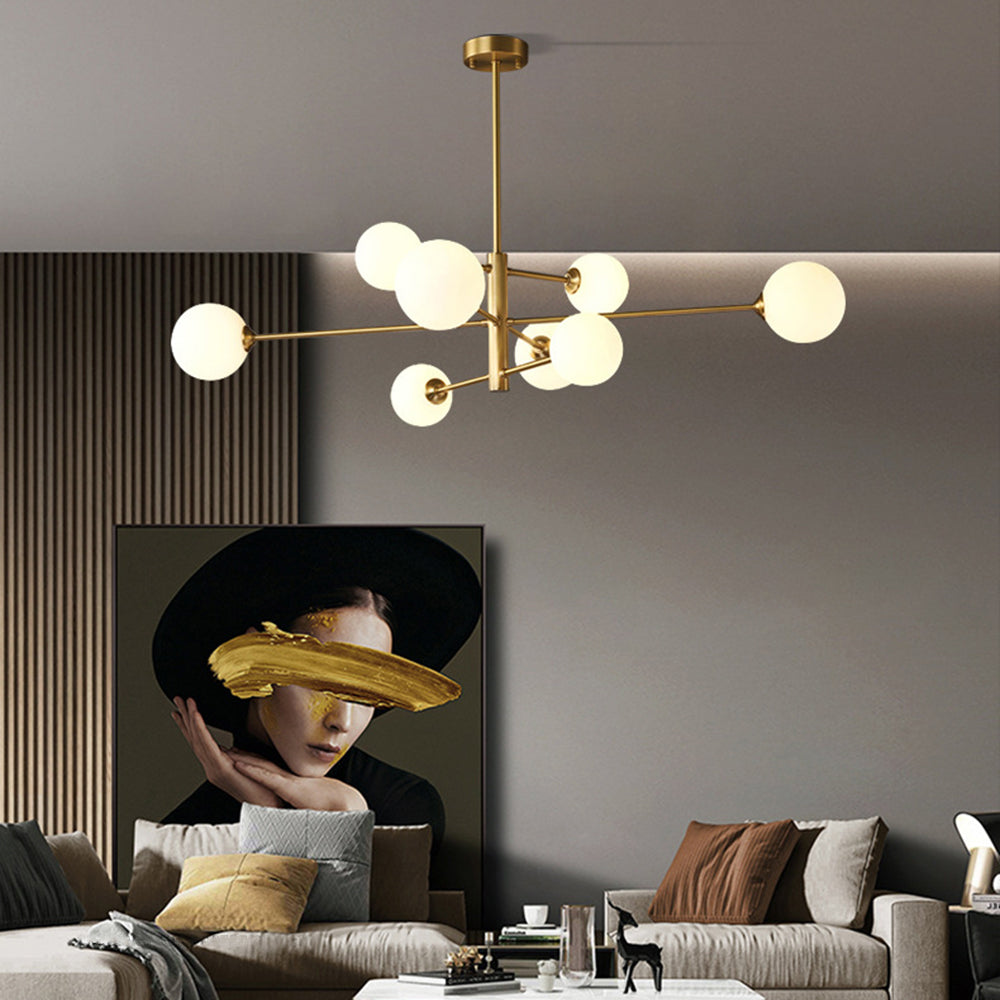 Hanglamp Glas Bollen Modern Zwart Koper 6/8-Lichts G9 Verlichting