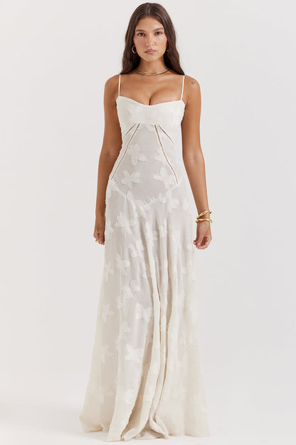 Elegante Maxi Jurk Geborduurd voor Vrouw