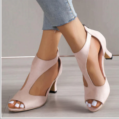 Dames Pumps Met Open Teen en Hak Chique