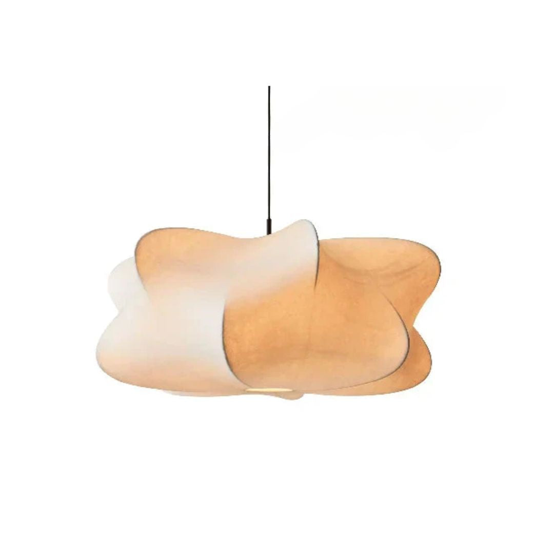 Hanglamp Wabi Sabi Zijde Metaal Beige E27 Eettafel Woonkamer Organisch Design Japandi Interieur Zachte Verlichting