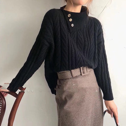 Dames Trui Gebreid met Kraag en Trendy Look