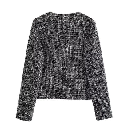 Dames Jas Bouclé Luxe Gouden Knopen