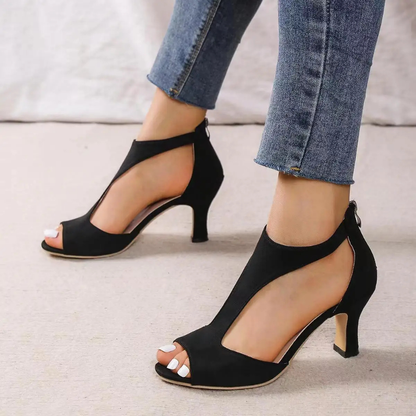 Dames Pumps Met Open Teen en Hak Chique
