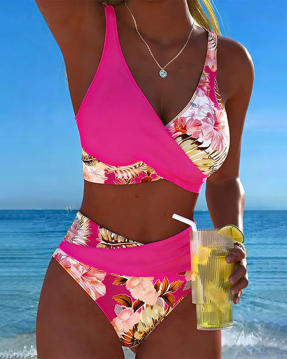 Dames Bikini Set Met Split En Bloemenpatroon