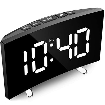 Digitale LED Wekker met Gebogen Display – Automatische Lichtregeling & Groot Scherm