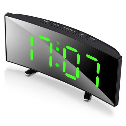 Digitale LED Wekker met Gebogen Display – Automatische Lichtregeling & Groot Scherm
