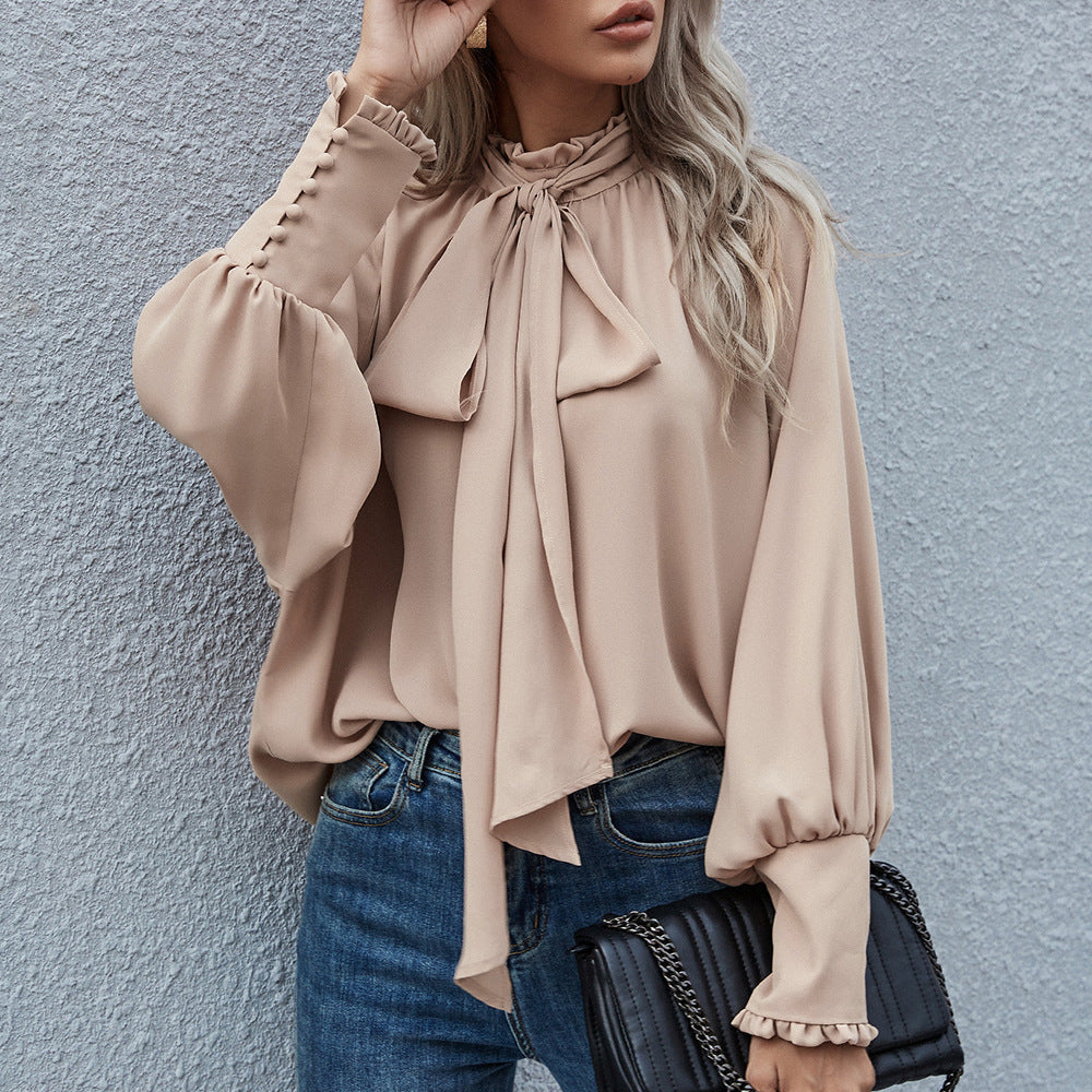 Dames Blouse Strikdetail Elegante Stijl Chique Katoen