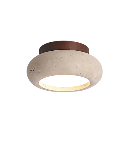 Plafondlamp acryl natuurtinten walnoot beige woonkamer slaapkamer gang warm licht diffuus elegant Scandinavisch design modern minimalisme interieur verlichting