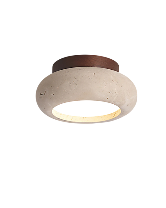 Plafondlamp acryl natuurtinten walnoot beige woonkamer slaapkamer gang warm licht diffuus elegant Scandinavisch design modern minimalisme interieur verlichting