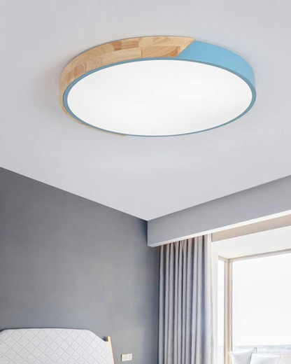 Moderne ronde plafondlamp met houtaccent en LED verlichting – minimalistische designlamp in 23 30 40 50 en 60 cm