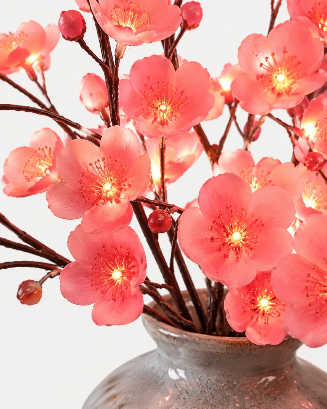 Decoratieve LED Verlichtingstak met Natuurlijke Bloesemvorm 70cm – Flexibele Sfeerverlichting voor Vazen en Schoorsteenmantels