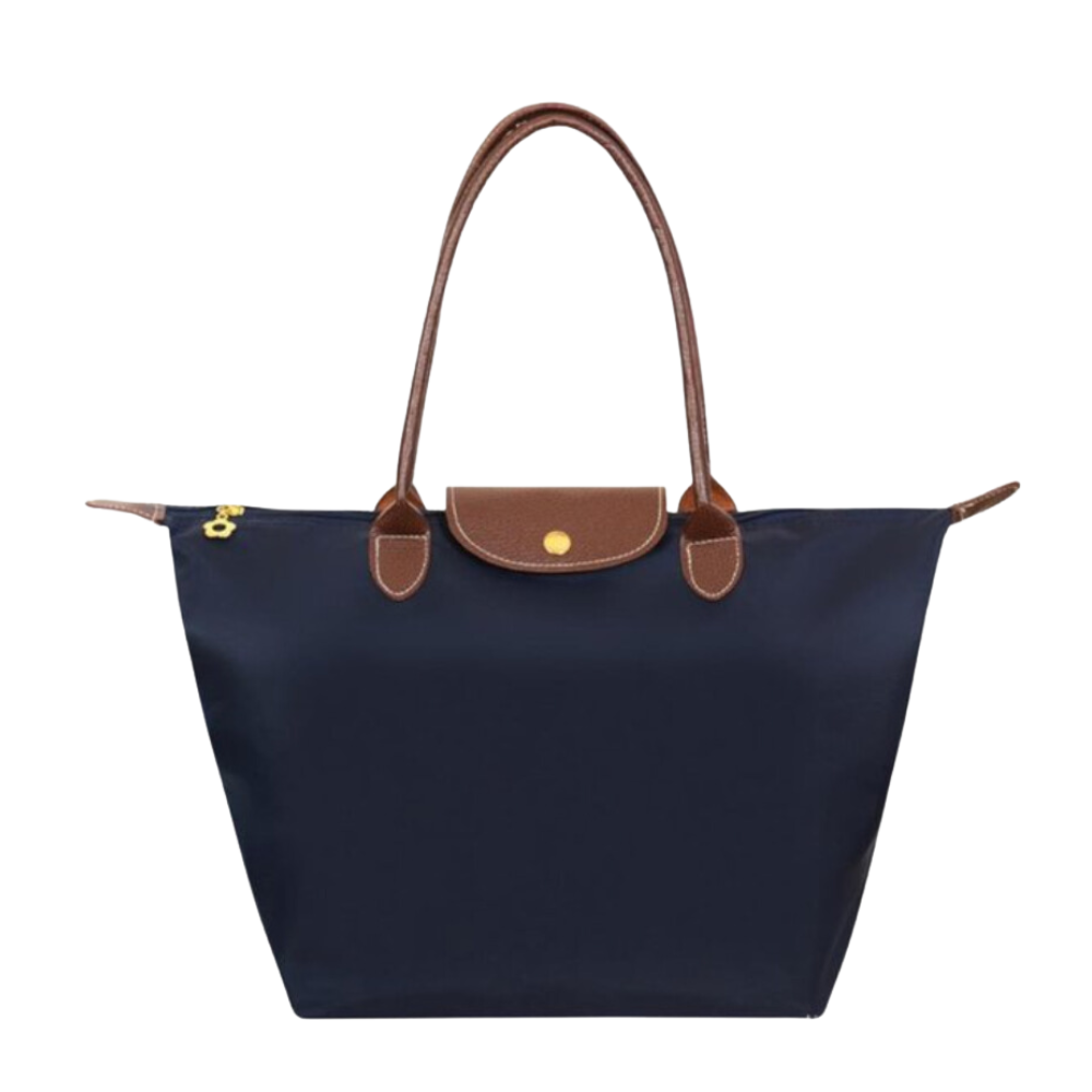 Waterdichte Nylon Shopper met Lederen Details – Ruime Handtas voor Werk en Reizen