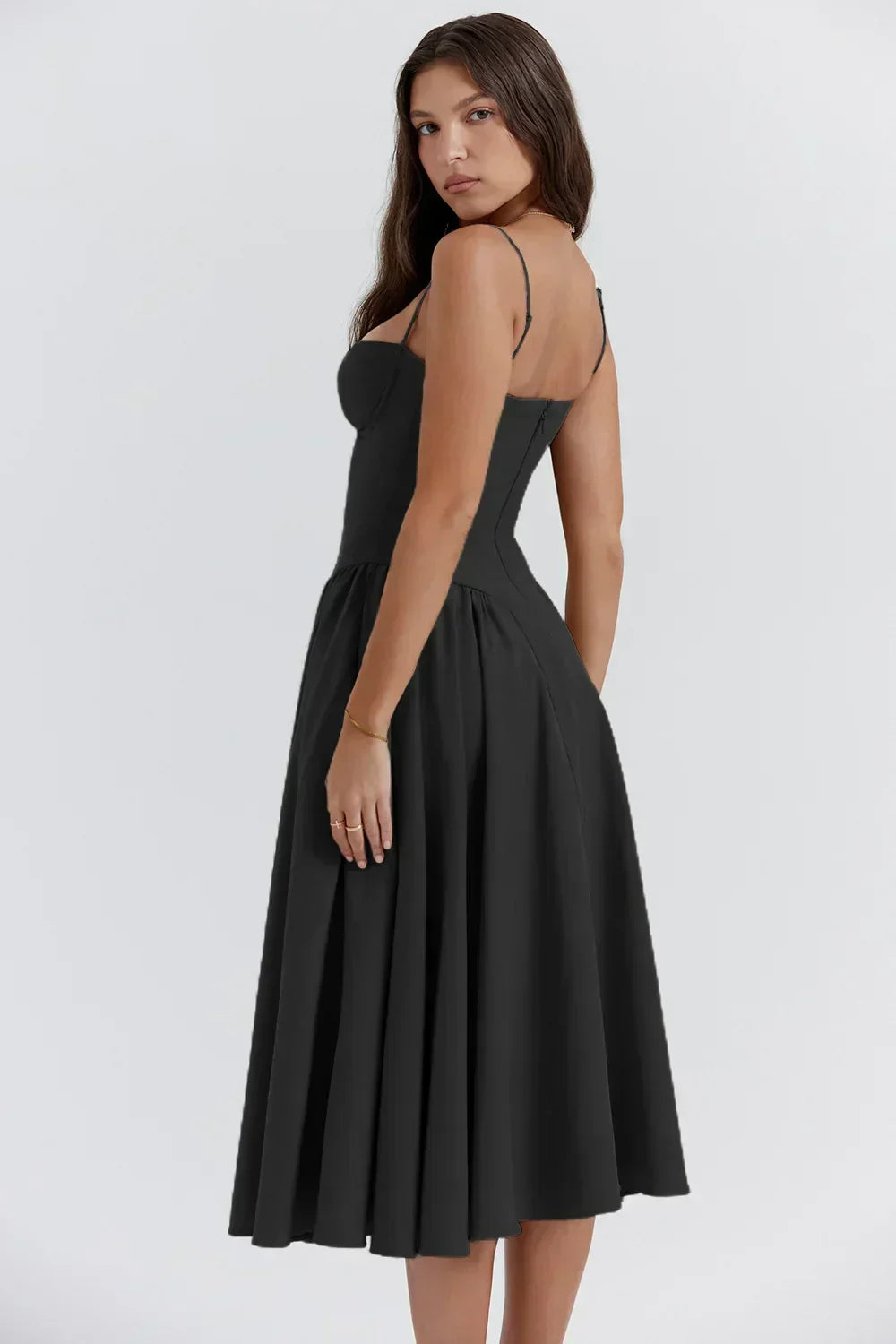 Midi Jurk Zonder Mouwen met Corsage Snit