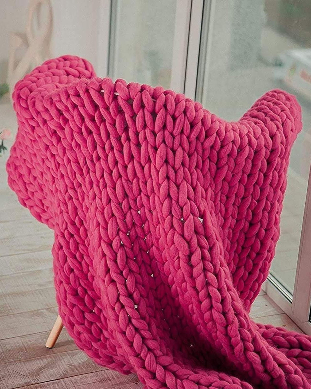 Handgebreid Chunky Plaid – Dik Gebreide Deken in Zachte Chenille voor Bank en Bed