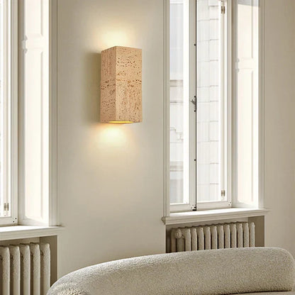 Japandi Wandlamp Travertijn Look Cement Rechthoek Warm Licht Woonkamer Slaapkamer