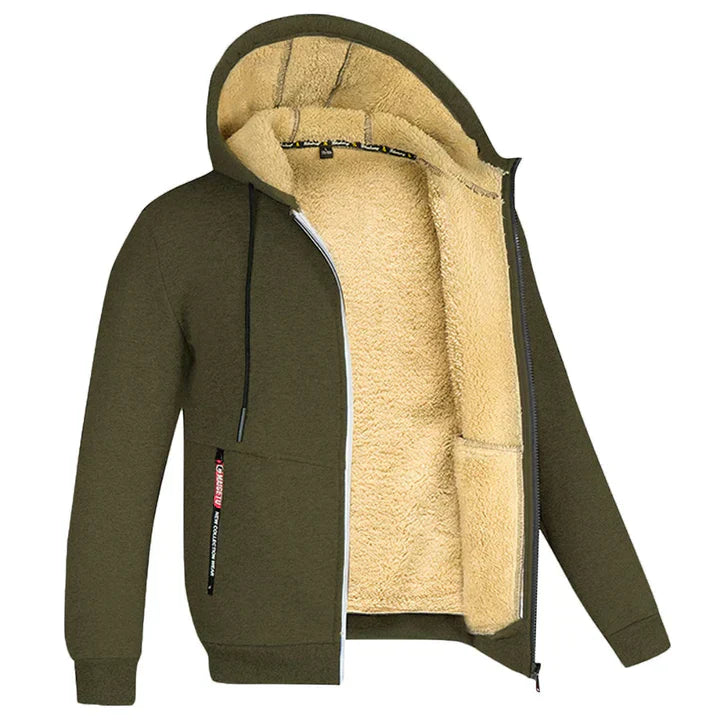 Heren Fleece Hoodie met Rits en Zachte Binnenvoering