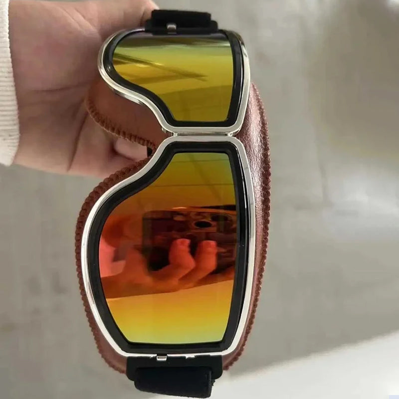 Retro Motorgoggles met Beschermglazen en Verstelbare Band