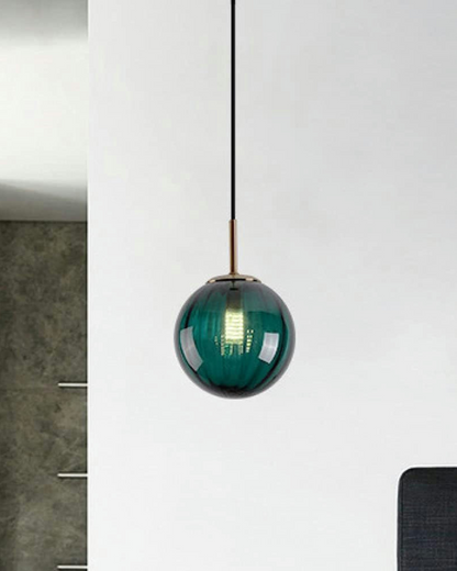 Handgeblazen glazen hanglamp bol met verstelbare kabel grijs blauw bruin rood groen amber 15x22cm 20x25cm sfeerlicht eetkamer woonkamer slaapkamer moderne design verlichting