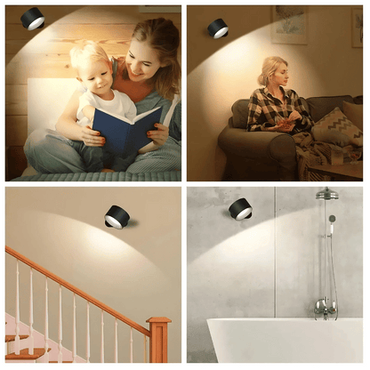 LED Wandlamp Draadloos met Accu en 360° Draaifunctie | Compact Design voor Woonkamer, Slaapkamer, Leeshoek, Hal | Instelbare Kleurtemperatuur Warmwit Neutraalwit Koudwit | Oplaadbare Verlichting 2000mAh