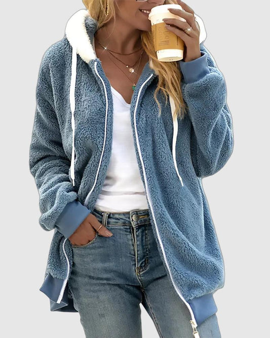 Dames Fleece Hoodie Rits Warm Comfortabele Trui - StudioMarella